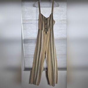 Romeo & Juliet Couture Women's Small Beige Gray Stripes Linen Blend